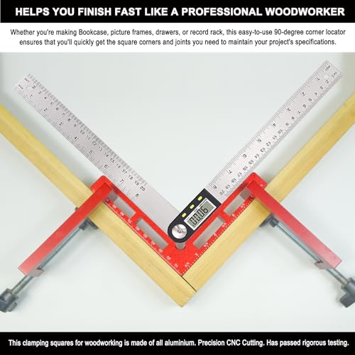 4 Pack 90 Degree Corner Clamps,4.5"x4.5" Aluminum Alloy Right Angle Positioning Squares for Woodworking, Picture Frame/Box/Cabinet joint splicing, Drawer Assembly Joinery Tools