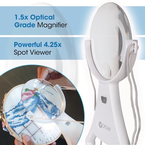 OttLite 4-Inch Hands-Free LED Magnifier, White