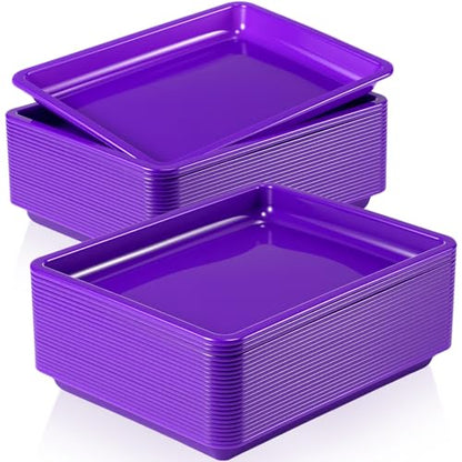 Maitys 24 Pcs Plastic Art Tray 11x8.7x1 Inch Activity Craft Tray,Purple - color: Purple