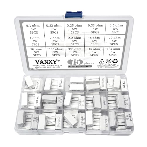 15Values 5W Ceramic Cement Resistor Axial Lead Wirewound 0.1R-10K Kits