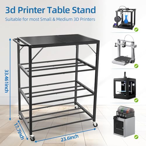 3D Printer Stand Table for 48 Filament Storage Rack, Black - color: Black