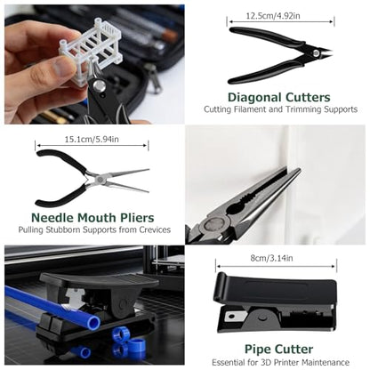 JiGiU 120Pcs 3D Printer Tools Kit with Storage Case, 3D Printer Accessories