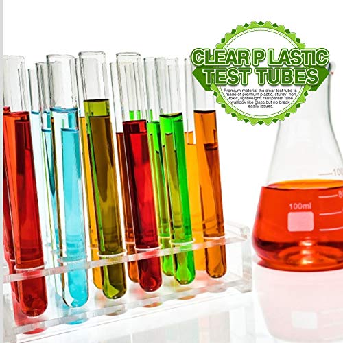 HNYYZL 25Pcs Clear Plastic Test Tubes with Cork Stoppers and 1 Brush, 25x160mm 50ml, Good Seal for Jewelry Seed Beads Powder Spice Liquid Storage, Lab Use or Decoration