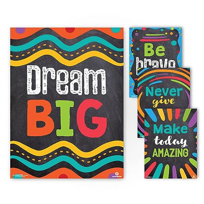 Sproutbrite 8 Pack 12”x16” Educational Motivational Posters for Classroom - color: Motivational