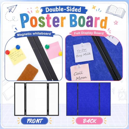 48 x 36 Trifold 3-Panel Display Board with Blue Felt Board and Storage Bag - color: White-blue, size: 48 x 36inch