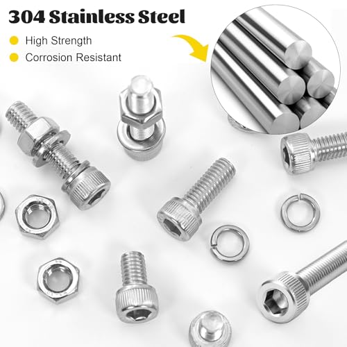 490PCS M4 Socket Screws Assortment Kit, M4x6/8/10/12/16/20/25/30 mm - size: SS M4 490pcs