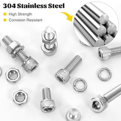 720PCS M3 Hex Socket Screw Assortment Kit,M3x6/8/10/12/16/20/25/30 mm - size: SS M3 720pcs