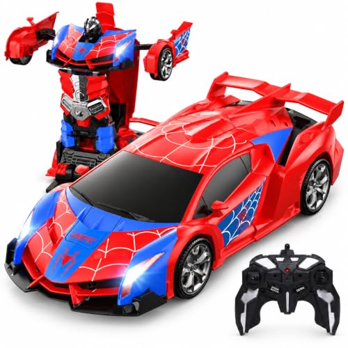 DEERC Spider Transforming RC Car for Boys, 2.4GHz Remote Control Robot Toy