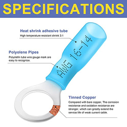 haisstronica 680PCS Heat Shrink Wire Connectors, 16-14 AWG, Blue 11 Sizes - size: 680