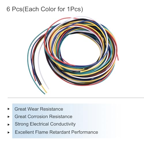 MECCANIXITY 30 Gauge PVC Hookup Wire 3.0m/10ft 30AWG Flexible Electrical Wire UL1007 Tinned Copper Stranded 6 Color, 1.5mm Dia for Model Aircraft Electric Appliances Internal Connect - size: 3.0m, 30AWG