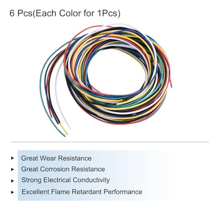 MECCANIXITY 30 Gauge PVC Hookup Wire 3.0m/10ft 30AWG Flexible Electrical Wire UL1007 Tinned Copper Stranded 6 Color, 1.5mm Dia for Model Aircraft Electric Appliances Internal Connect - size: 3.0m, 30AWG
