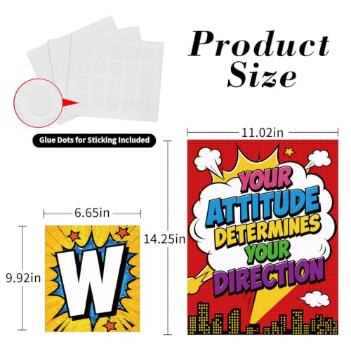 DUAIAI 13 Pieces Hero Affirmation Bulletin Board Posters Classroom Decor - color: Hero