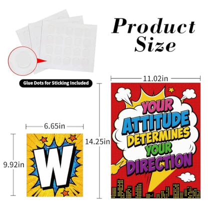DUAIAI 13 Pieces Hero Affirmation Bulletin Board Posters Classroom Decor - color: Hero