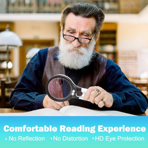 Compact Magnifying Glass with Light, 45X 10X 5X Small Handheld Magnifier