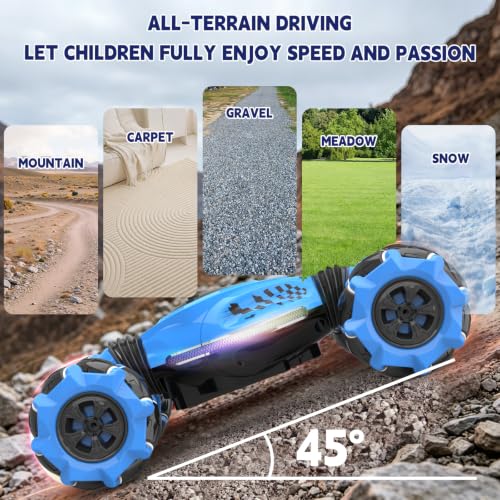 Remote Control Car - RC Drift Car Gesture Sensing Toy Boy Age 6-8-12 Gifts - color: Blue