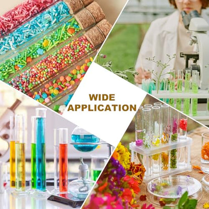 PATIKIL 16x150mm 15ml Plastic Test Tubes with Cork Stoppers 10 Pcs - size: 16x150mm (15ml)