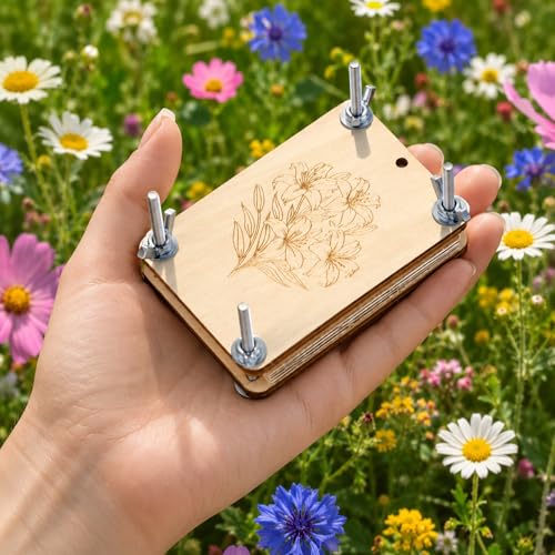 MeRGBWLife Mini Flower Press Kit, Pocket Size Plant Press for Small Flowers, Leaves and Herbs, Portable Wooden Press for Travel, DIY Crafts and Beginners - size: 3.7"x2.5"