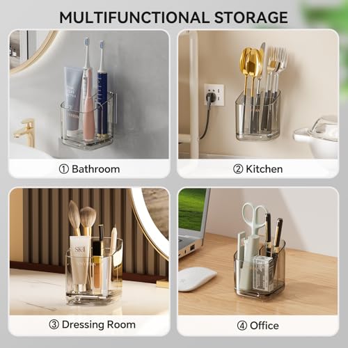 3 Slots Detachable Toothbrush Holders Wall Mounted for Bathrooms - color: Grey*2