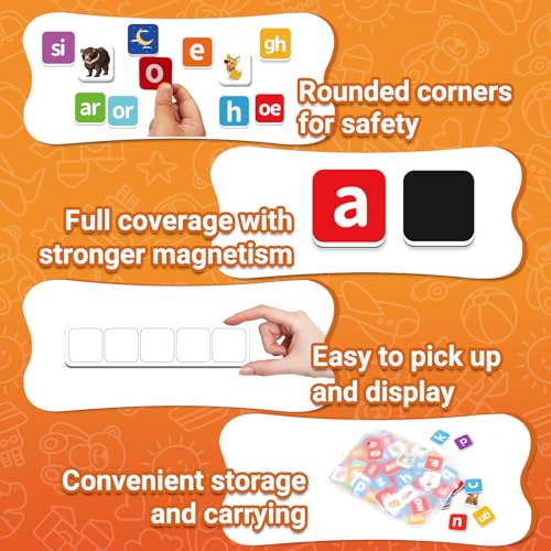 140 Phonics Magnetic Letters Tiles,Learning Letter by Four Dublee