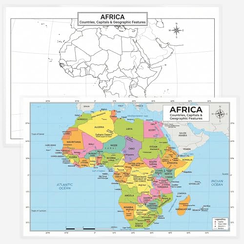 World Geography Map Set – 9-Pack Laminated 11x17 Dry Erase Study Maps | Double-Sided Classroom Learning Tools with Color Maps Front & Blank Outline Backs | Reusable Homeschool Practice, Test Prep & Memorization Aid - color: 9-Pack Bundle