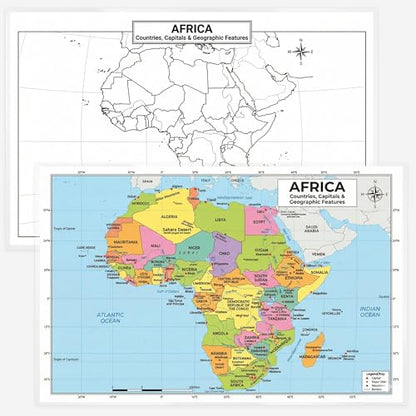 World Geography Map Set – 9-Pack Laminated 11x17 Dry Erase Study Maps | Double-Sided Classroom Learning Tools with Color Maps Front & Blank Outline Backs | Reusable Homeschool Practice, Test Prep & Memorization Aid - color: 9-Pack Bundle