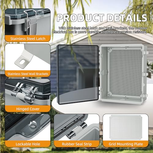 Joinfworld Outdoor Cable Enclosure 19.7x15.7x7.9 Waterproof Junction Box - size: 19.7 x 15.7 x 7.9 inches