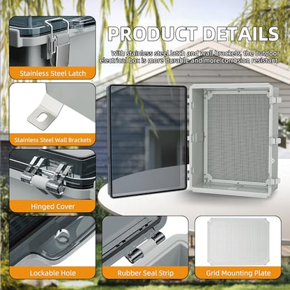 Joinfworld Outdoor Cable Enclosure 19.7x15.7x7.9 Waterproof Junction Box - size: 19.7 x 15.7 x 7.9 inches