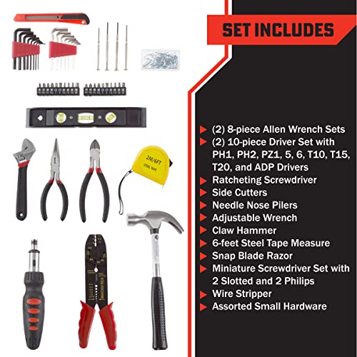 Stalwart Tool Set with Hammer, Wrenches, Drivers, Pliers, 130-Piece, Gray - size: 130 Piece