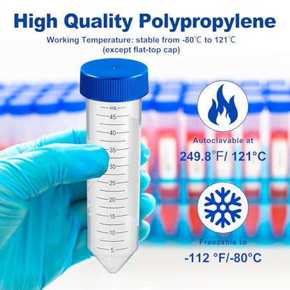 50ml Centrifuge Tubes, 16000 RCF, Flat Top Caps, Racked, 25 Pcs - size: 50ml-Flat Top Cap