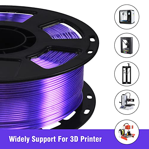 Silk Purple PLA Filament, 1kg 2.2lbs 1.75mm 3D Printing Material, Widely Support for FDM 3D Printer, Pack with Extra Filament Sample by BBLIFE - color: Purple