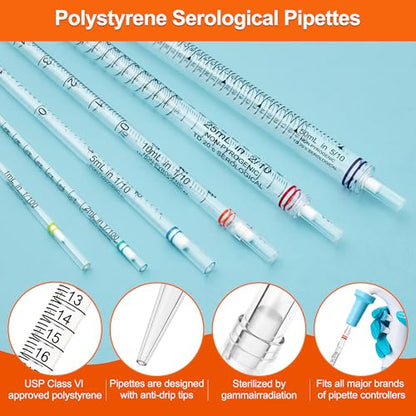10ml Serological Pipettes,Polystyrene Plastic Serological Pipettes - Individually Packaged, Pack of 50 - size: 10ml-50pcs