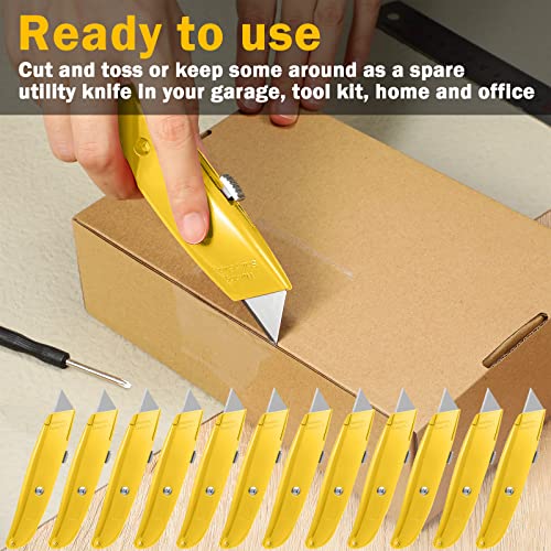 Reginary 20 Pcs Box Cutter Bulk Retractable Utility Knife, Yellow - color: Yellow