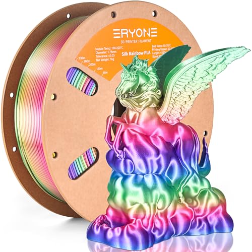 ERYONE Silk Rainbow 3D Printer PLA Filament 1.75 +/- 0.03mm, Shiny Multicolor Filament PLA Fast Color Change 1KG(2.2LBS), Candy Rainbow - color: Silk Rainbow Candy, size: 1KG