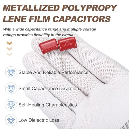 MECCANIXITY Capacitors Kit CBB21/CBB22 250V 474J 0.47UF Red 20 PCS - style: 250V 474J 0.47UF