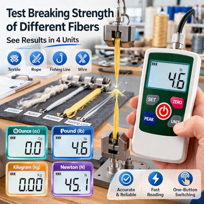 Digital Force Gauge High-Precision Push-Pull Meter for Tension & Compression Testing Units (N, kg, lb, oz) Real-Time/Peak/First Peak Modes Ideal for Quality Control & Material Testing 5N - color: 5N