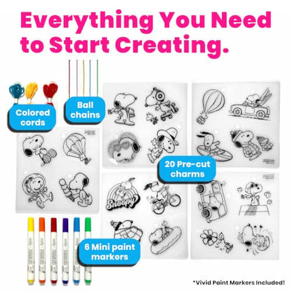 Ooly DIY Shrink Art Charms Kit, 34 Pc - Peanuts Officially Licensed - color: Peanuts Snoopy & Woodstock
