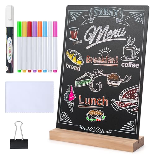 ONUPGO 8 x12 Inch Tabletop Chalkboard Sign with Base Stand, Menu Chalk Board Sign Store Food Signs, Message Boards for Party, Wedding, Tables Decoration, Bar and Restaurant - color: 1 Pack