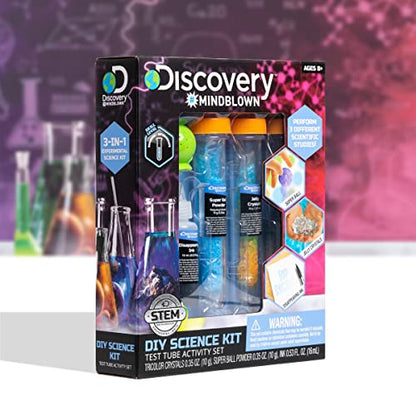Discovery #MINDBLOWN 14-Piece Test Tubes DIY Science Kit with 3 Educational Experiments, Educational STEM Activity Set, Fun Learning Toy for Real Chemistry Experiments, Safe for Kids Ages 8+