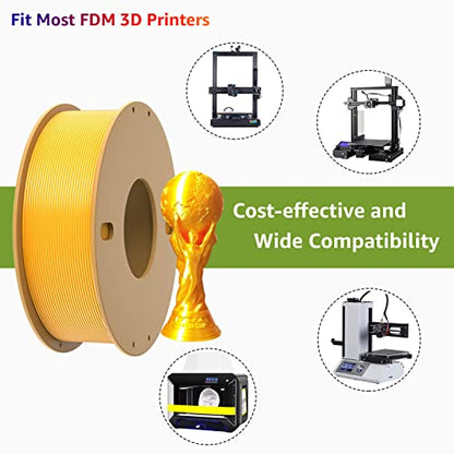 PLA+ 3D Printer Filament 1.75mm No Tangle, Neatly Wound Filament Net Weight 250g Spool, PLA Pro Plus, Silk Gold - color: 250g-silk Gold