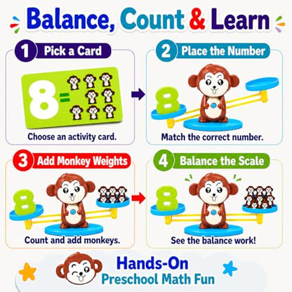 CozyBomB™ Monkey Scale Balance Toy, Number Counting Math Games - color: Brown