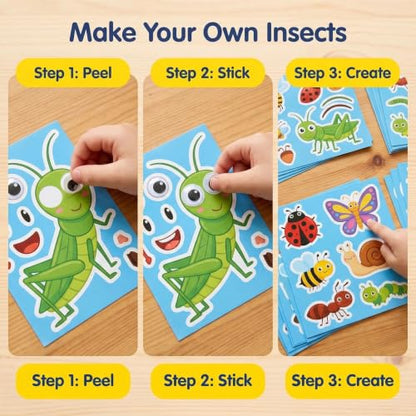 Insect & Spring Stickers 24 Sheets, Kids Crafts & Party Favors - color: Insects