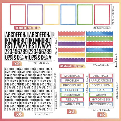 Sinload 92 Pcs Science Fair Board Supplies 60 Trim Scalloped Poster Boards 18 Presentation Subtitles 6 Project Titles 8 Letter Sticker for Classroom Display Boards(Pastel,Wave) - color: Pastel, style: Wave