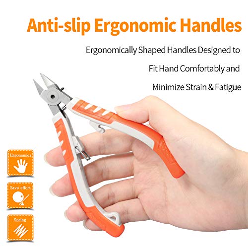 SPEEDWOX 5 Inch Diagonal Cutting Pliers Tapered Head Ultra Sharp Model Sprue Wire Clippers Electrical Wire Cutter Side Cutting Nippers with Safety Lock CR-V Steel - style: B