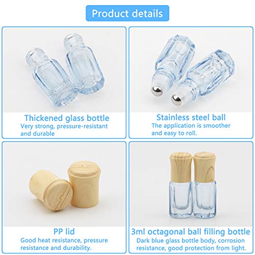 3mL Glass Roller Bottles for Essential Oils, Roller Ball Applicator - color: Dark Blue