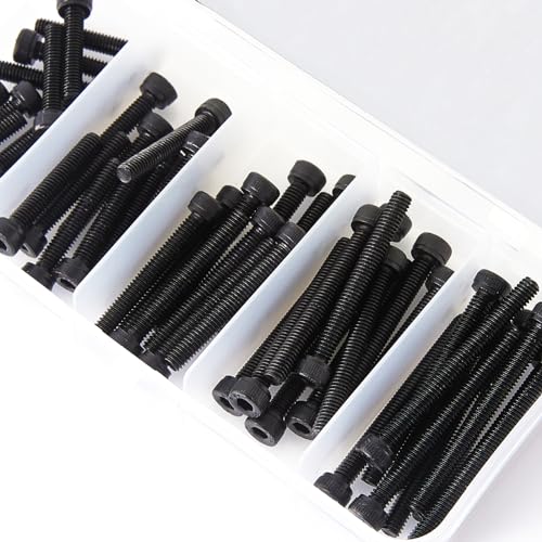 M4 x 30mm 35mm 40mm 45mm 50mm Hex Socket Head Cap Screws Bolts, 12.9 Grade Alloy Steel, Black Oxide Finish, Metric Allen Drive, Fully Threaded, Assortment Kit 50Pcs - size: Socket M4x30-50 mm