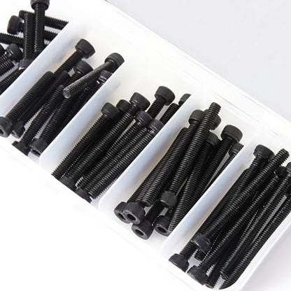 M4 x 30mm 35mm 40mm 45mm 50mm Hex Socket Head Cap Screws Bolts, 12.9 Grade Alloy Steel, Black Oxide Finish, Metric Allen Drive, Fully Threaded, Assortment Kit 50Pcs - size: Socket M4x30-50 mm