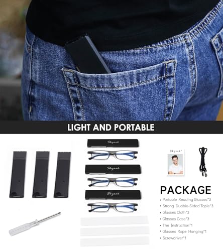 3 Pack Ultra thin Lightweight Folding Reading Glasses Women Men TR90 Blue Light Blocking Anti UV/Eyestrain Foldable Compact Computer Readers Portable Unique Stretchable Slim Flat case Gunmetal, +2.0 - color: Gunmetal-3pc
