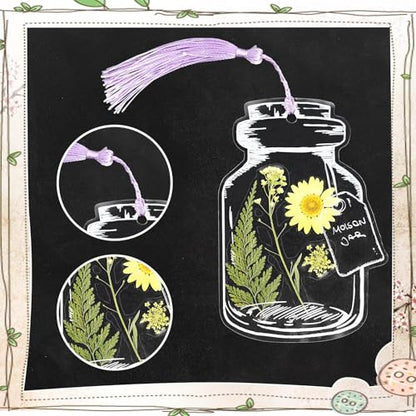 Kaluofan 103PCS Bookmark Making Kit, Transparent Flower Bookmarks, Handmade Dried Flower Bookmark Kit for School, DIY Bookmark Kit with Abundant Bottle Bookmarks Dried Flowers Tassels and Tweezer - color: L00, size: 100PCS