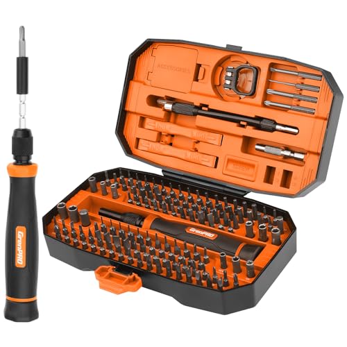GRENPRO Precision Screwdriver Set 152-in-1, Magnetic Micro Screwdriver Set with Carrying Case, Professional Repair Tool for Laptop, MacBook, PC, Mobile, PS5, Xbox, Glasses, Watches, Jewelry - color: Orange Black