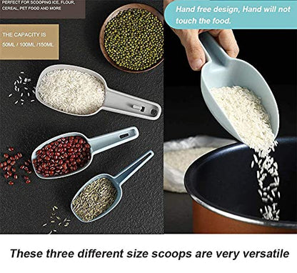 Set of 3 Scoops for Canisters, Plastic Flour Scoop, Ice Scooper for Canisters, Flour, Powders, Dry Foods, Candy, Popcorn, Coffee Beans Pet Food - size: Pack of 3